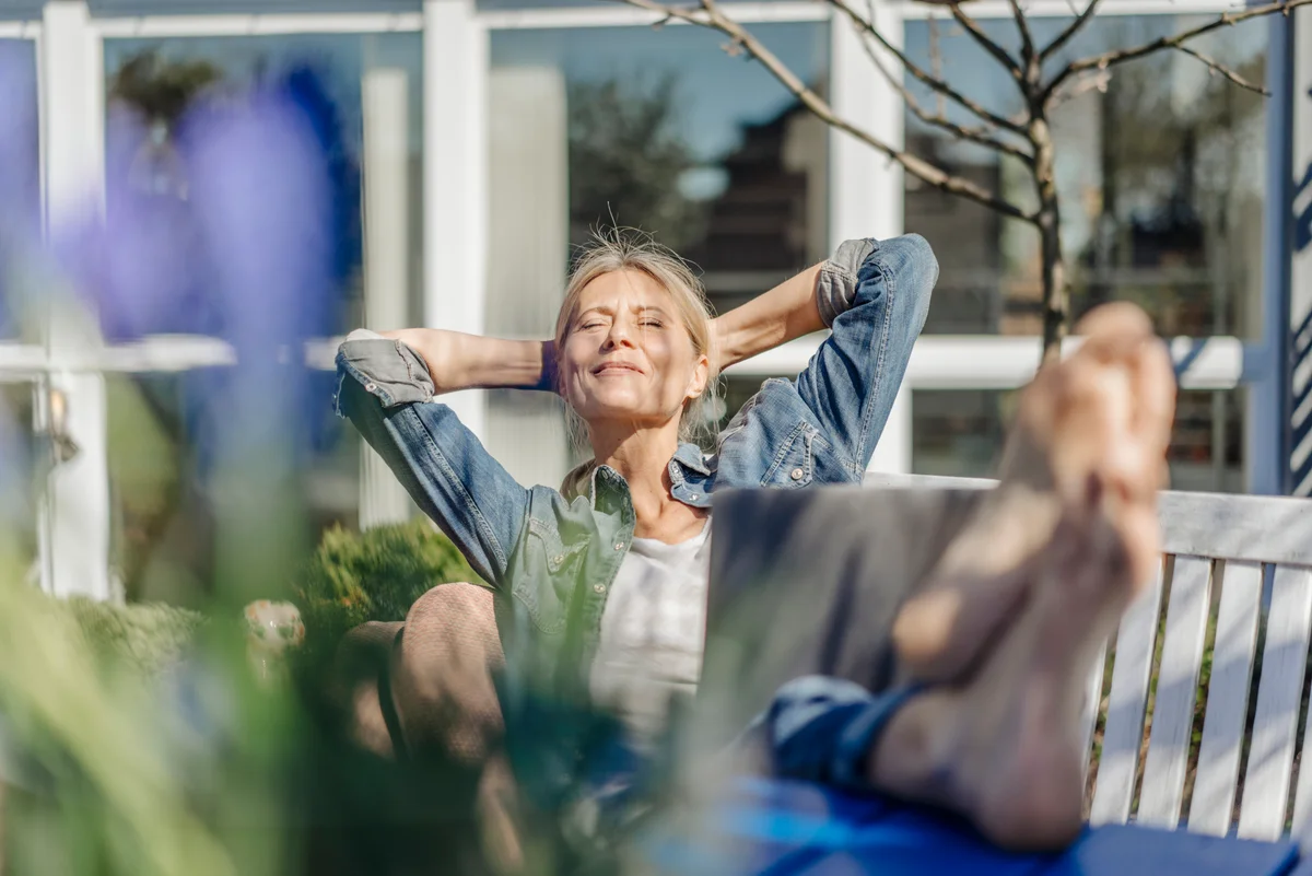 woman relaxing in garden