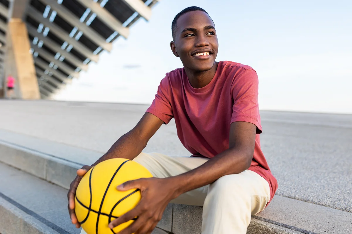 Senior guy with basketball