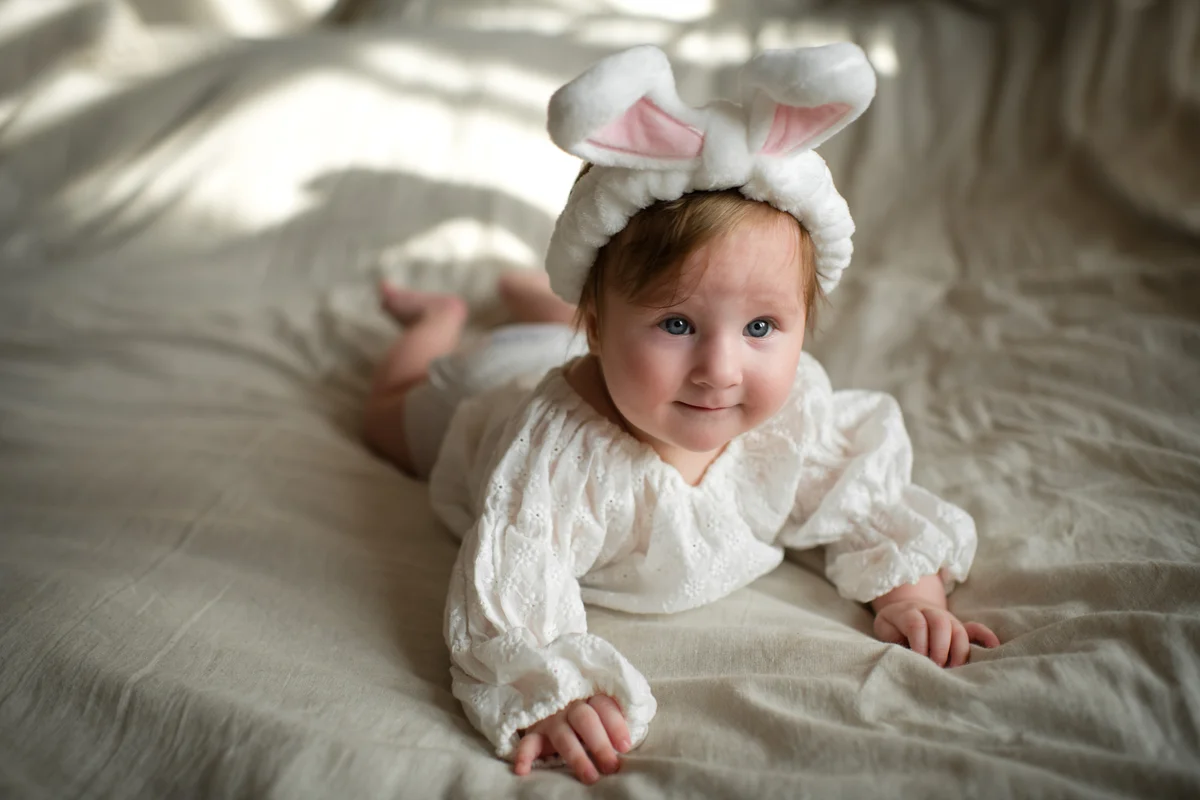 baby with bunny ears