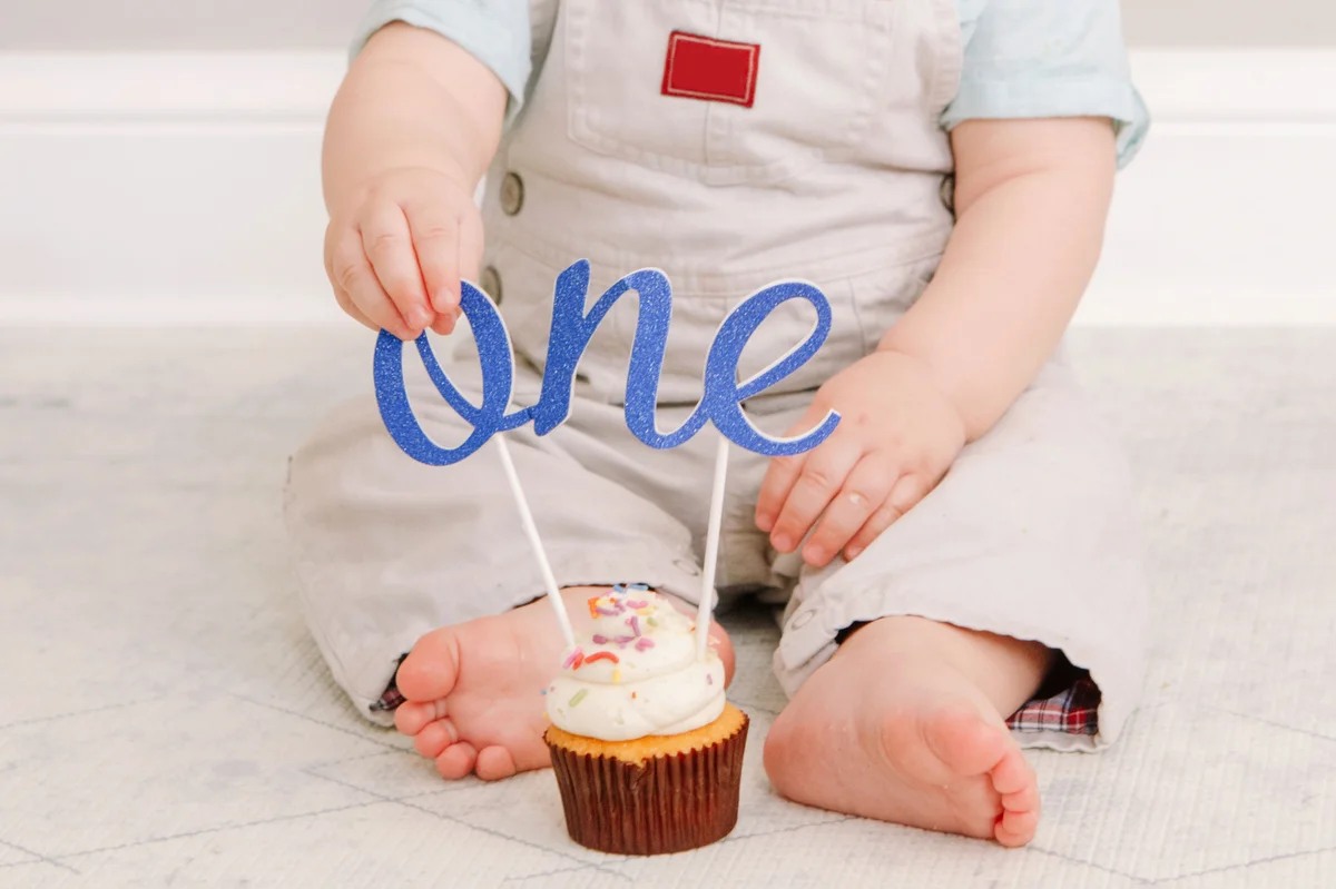 one year old decorated cupcake