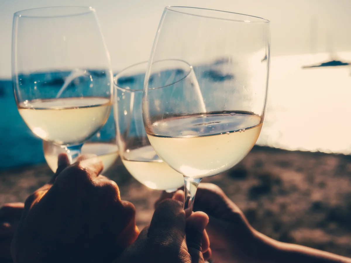 toasting with white wine