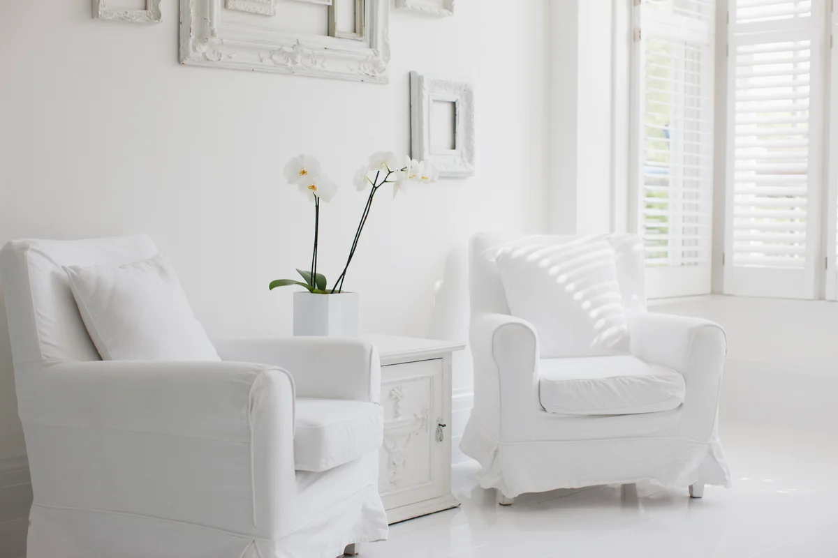 cozy white armchairs