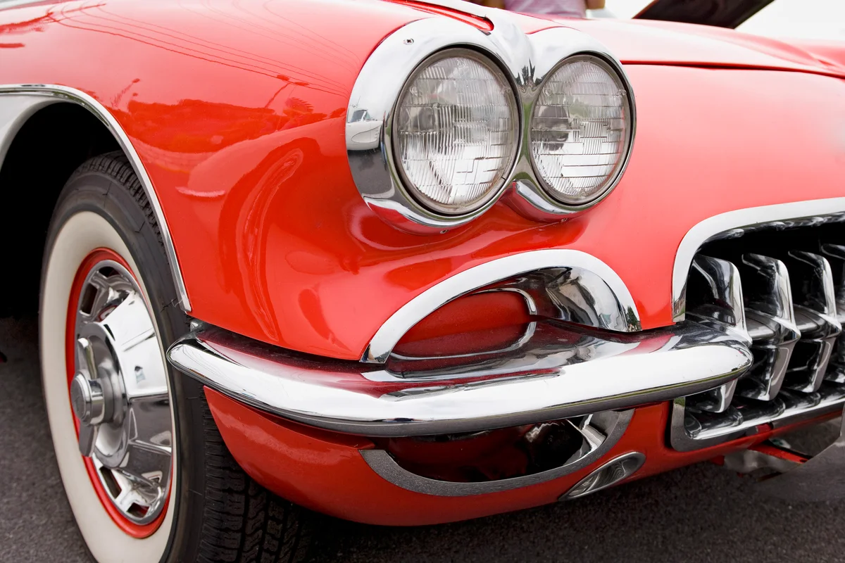closeup of classic car