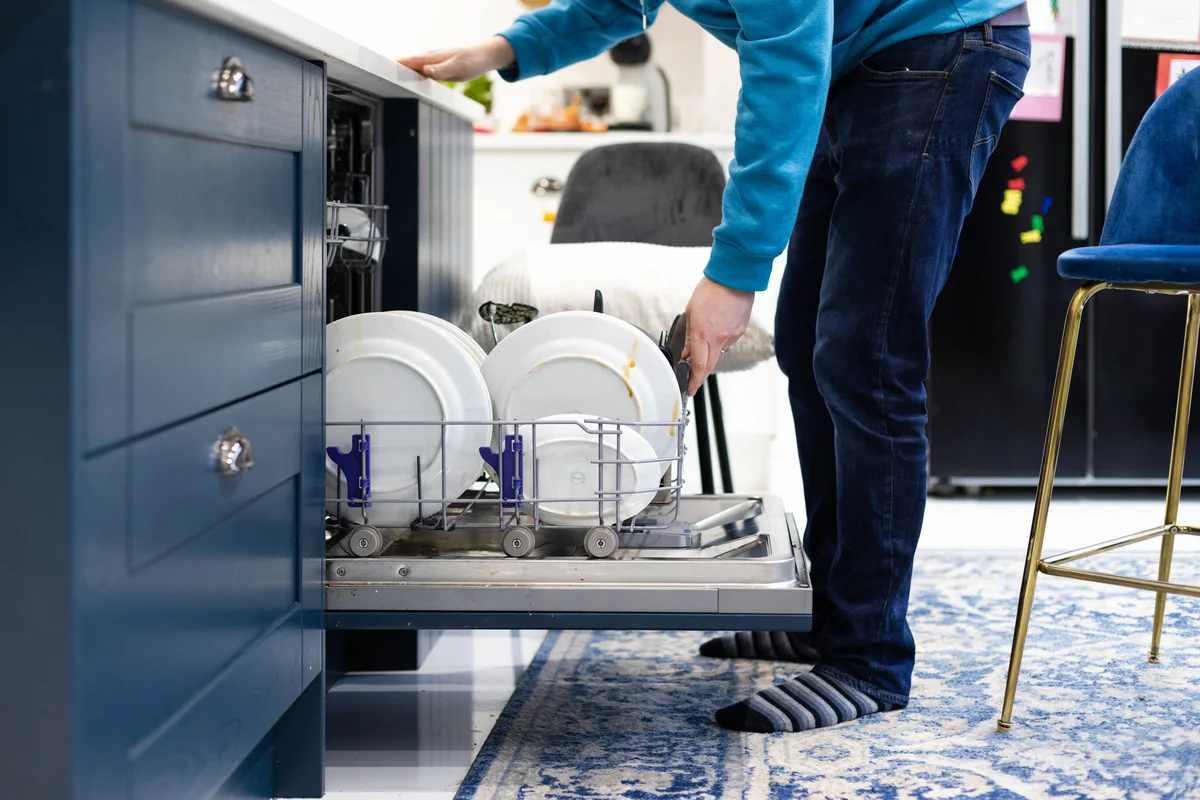 dirty dishes in dishwasher