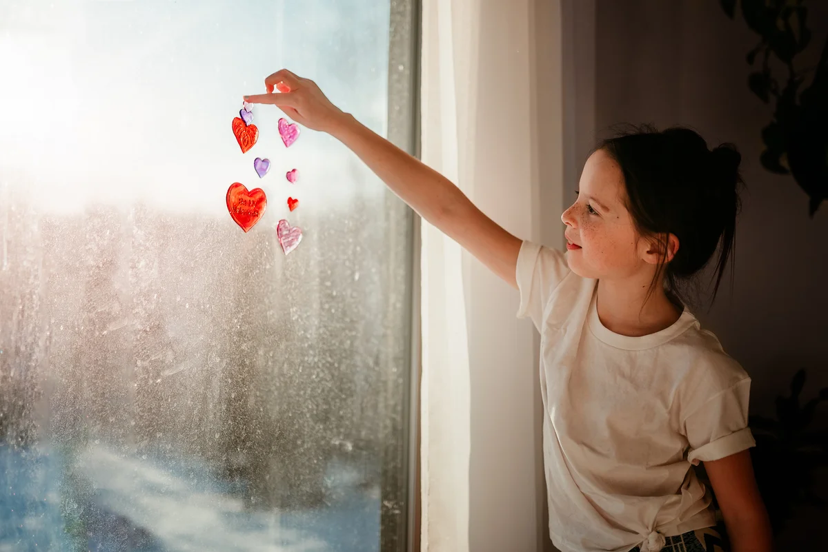girl with stickers