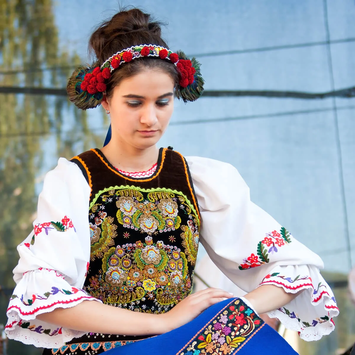 Young Girl Dressed Up In Traditional Costume