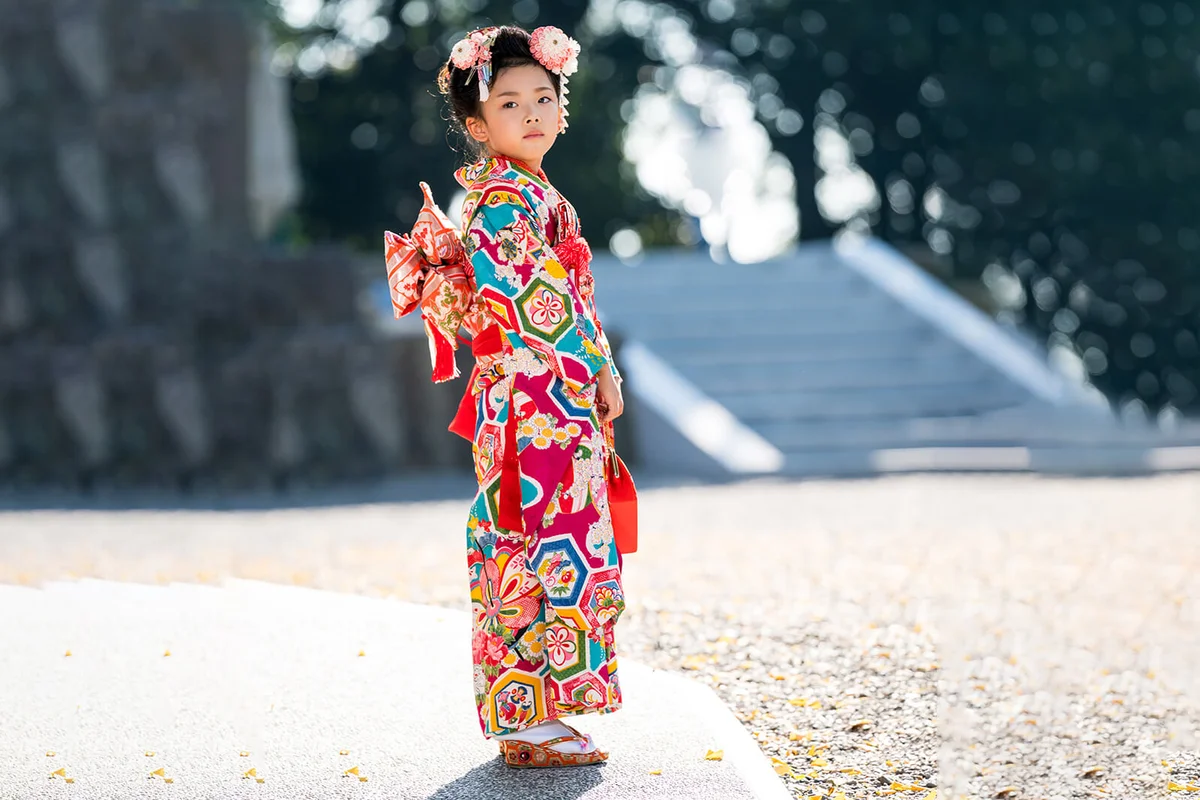 Japanese girl wearing a traditional kimono