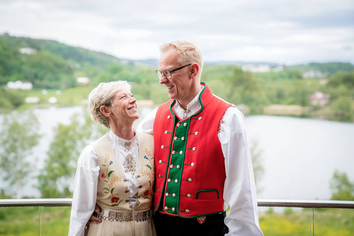 Lovely couple wearing Bunads, traditional Norwegian outfit