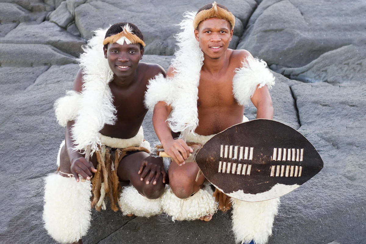 traditional african zulu man on beach