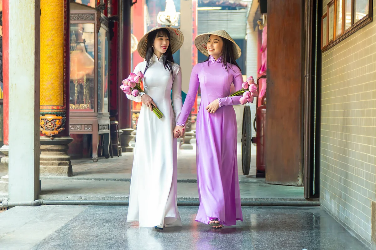 Beautiful women with Vietnam culture traditional dress