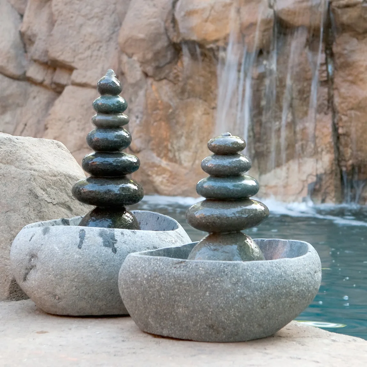 Natural Rock Cairn Water Fountain