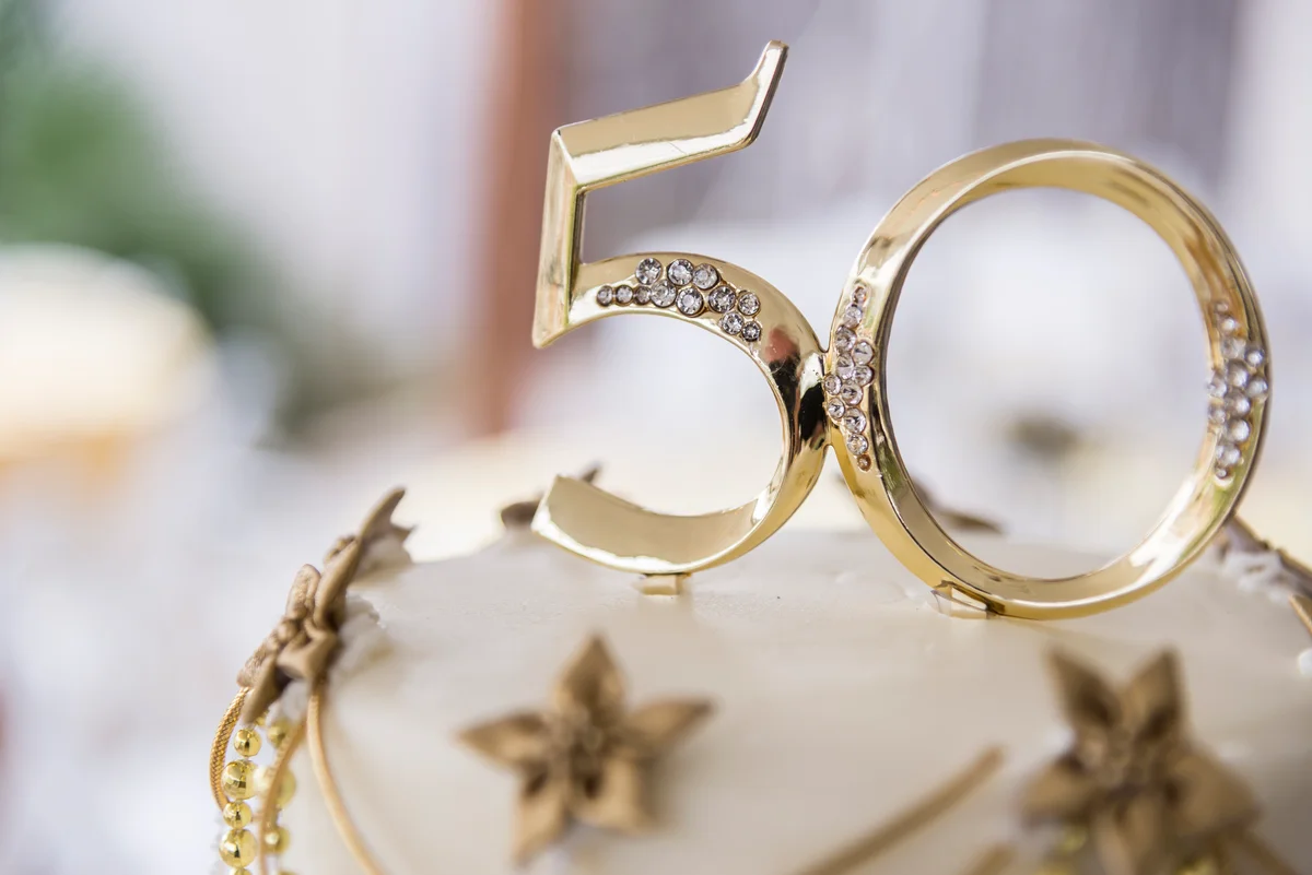 Gold 50th cake topper