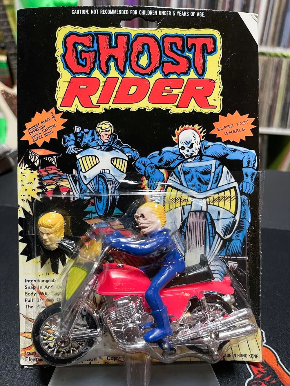 Ghost Rider Johnny Blaze 2 in 1 1976 Fleetwood racktoy vintage sealed