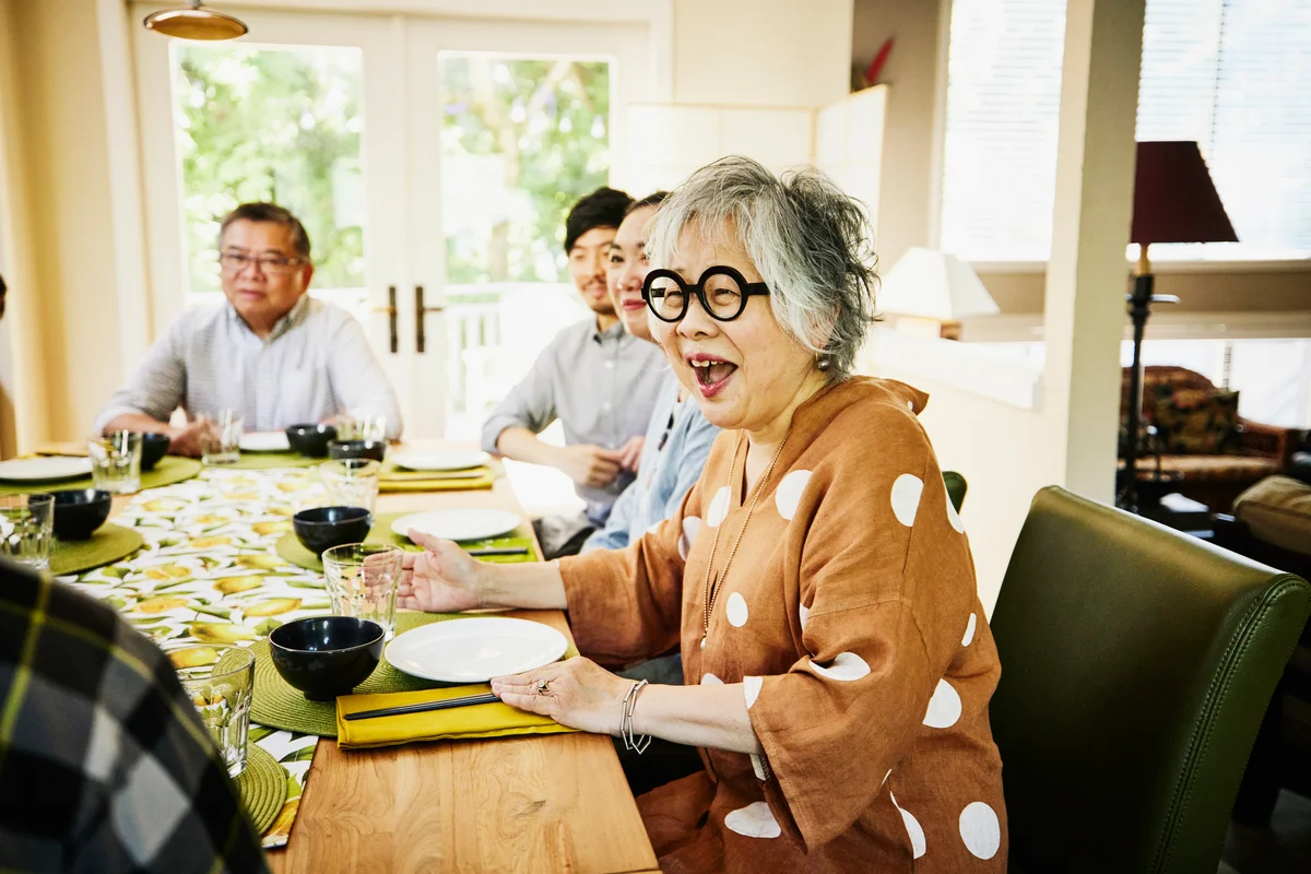 group of laughing adults