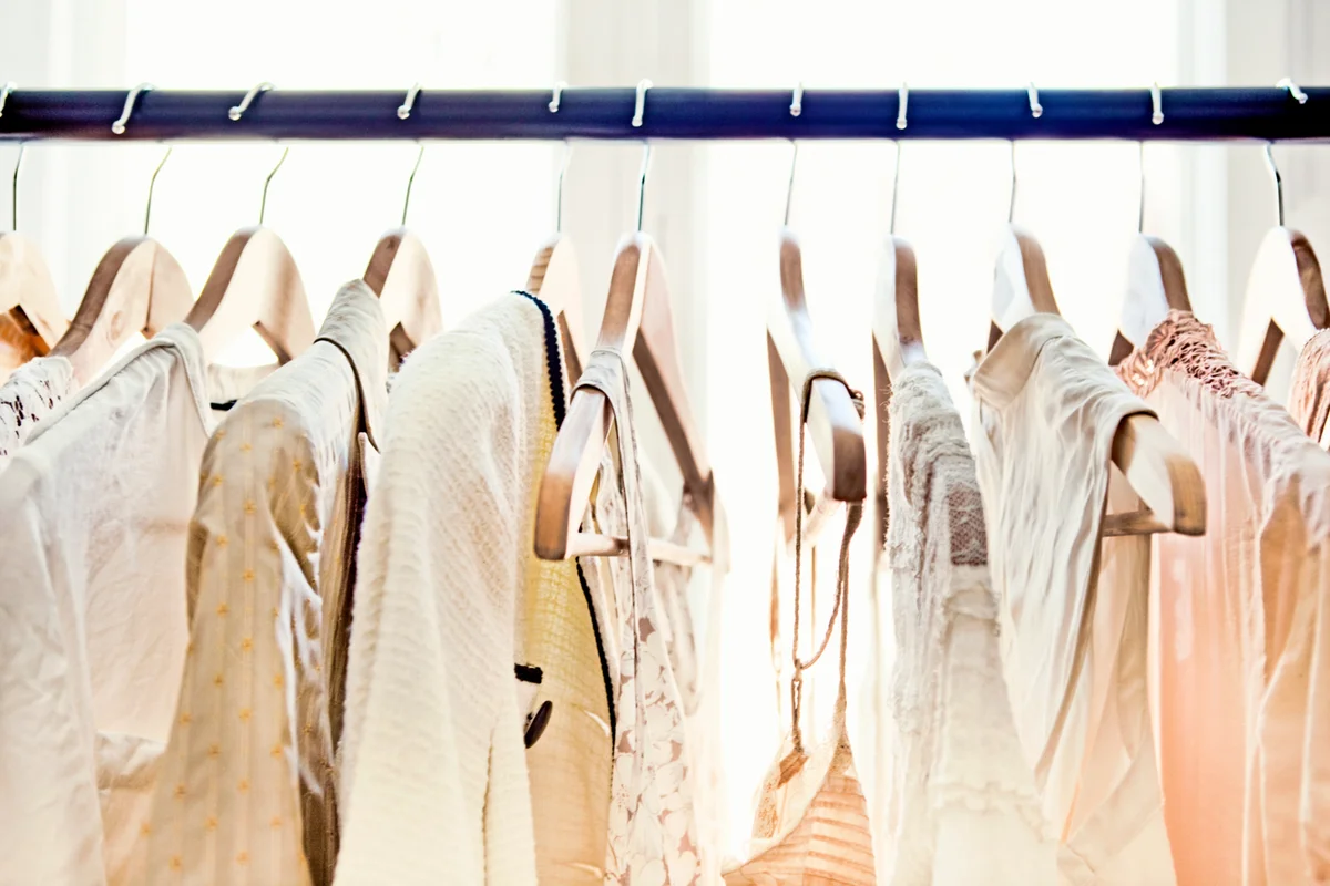 clothes on wood hangers