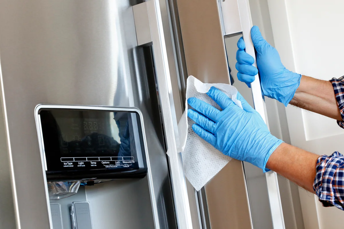 cleaning the fridge