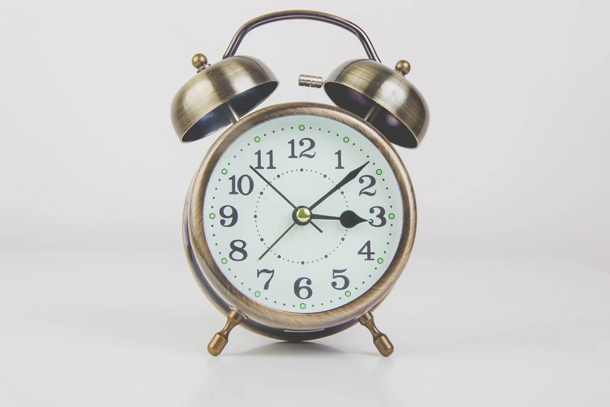 Round Vintage Alarm Clock Bronze Framed