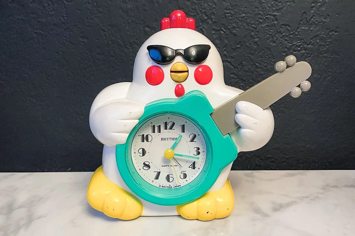 Vintage Japan Rhythm Rock ’n Roll Singing Chicken Alarm Clock 80s Tested Works
