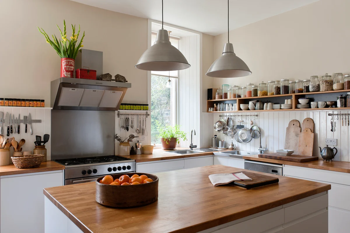 kitchen with metal details