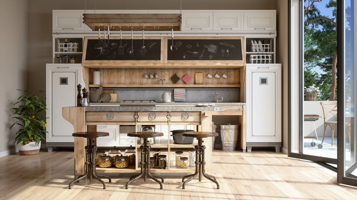 kitchen with wood + metal
