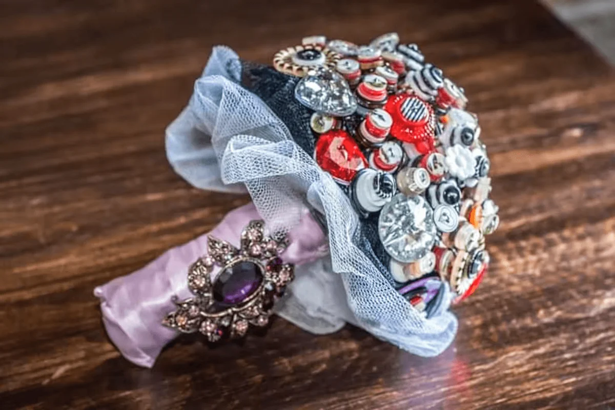 Button Bouquet Brooch