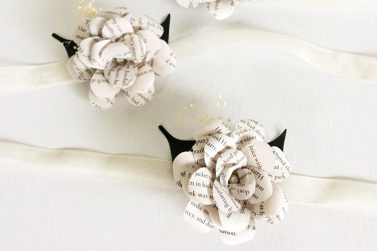 Book Page Wrist Corsage