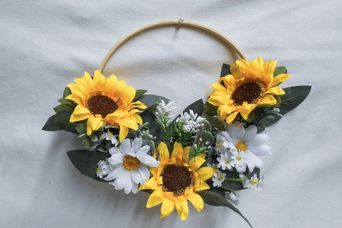 Wedding Hoop Wreath Silk Sunflower