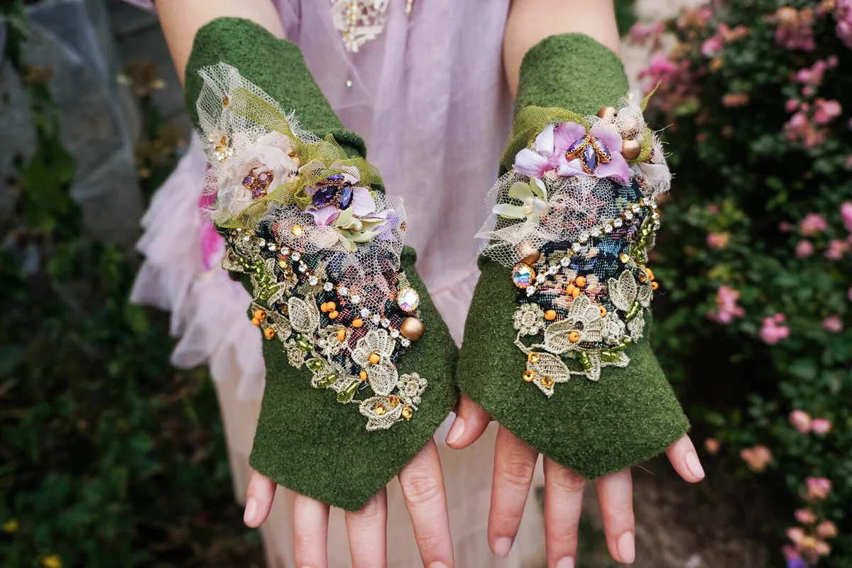 Green felt cuffs