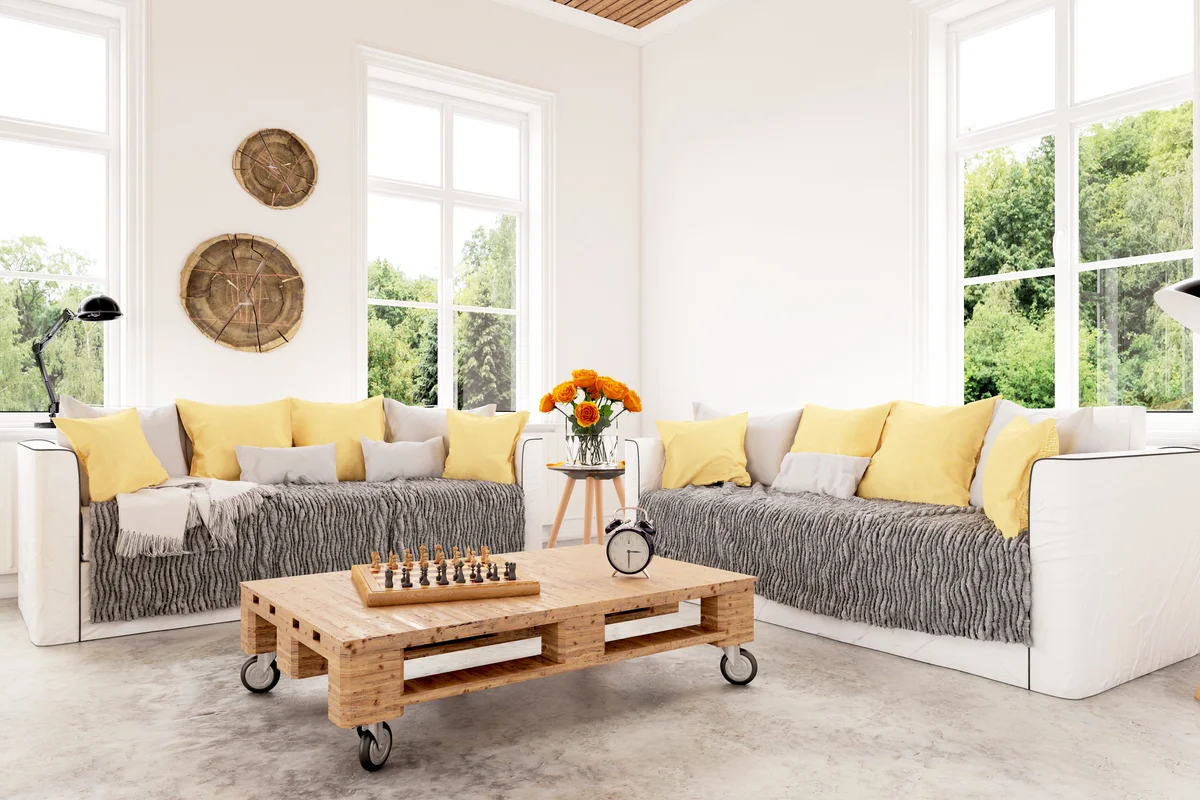 Living room with pallet coffee table