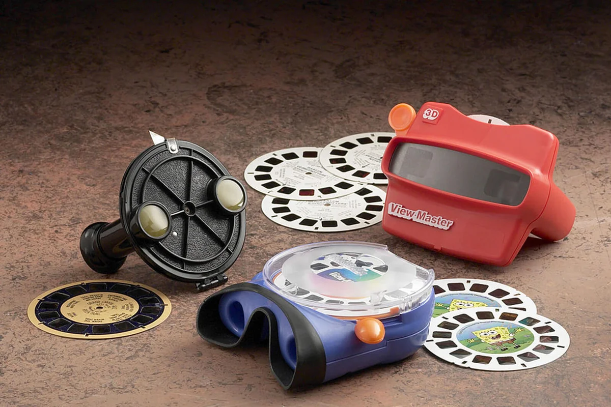Three generations of a View-Master "3-D Viewer"