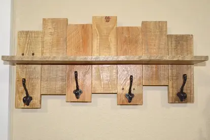 Coat rack made of recycled pallet wood