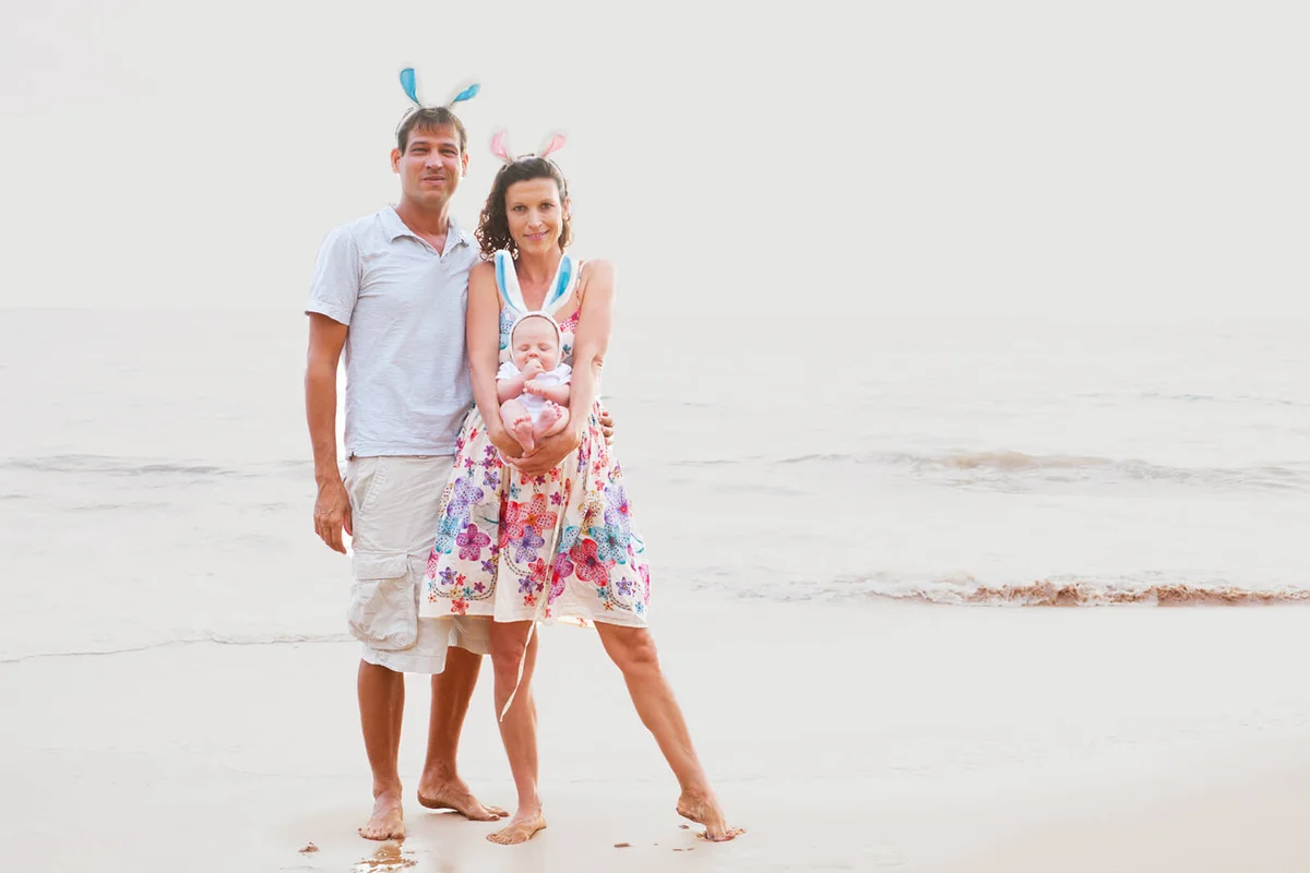 Easter family on beach