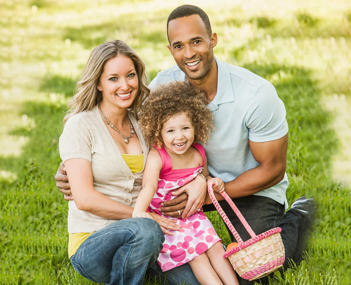 Smiling family at Easter