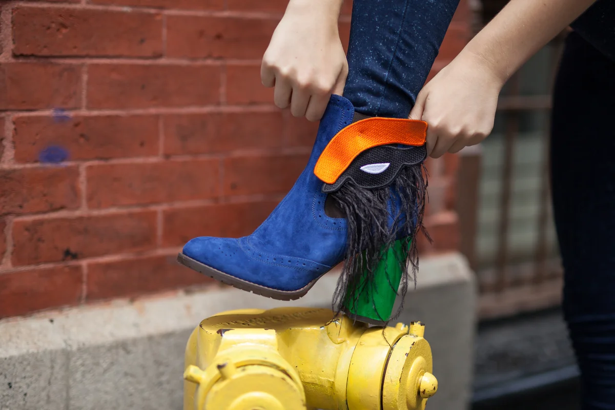 blue suede boots