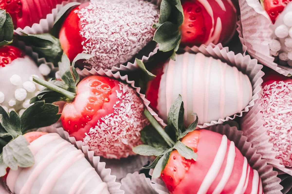 Set of fresh berries in sugar icing