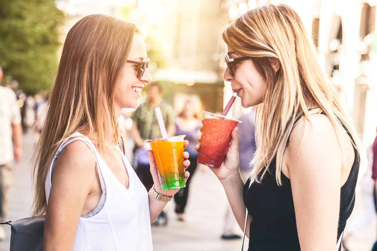 drinking bubble tea