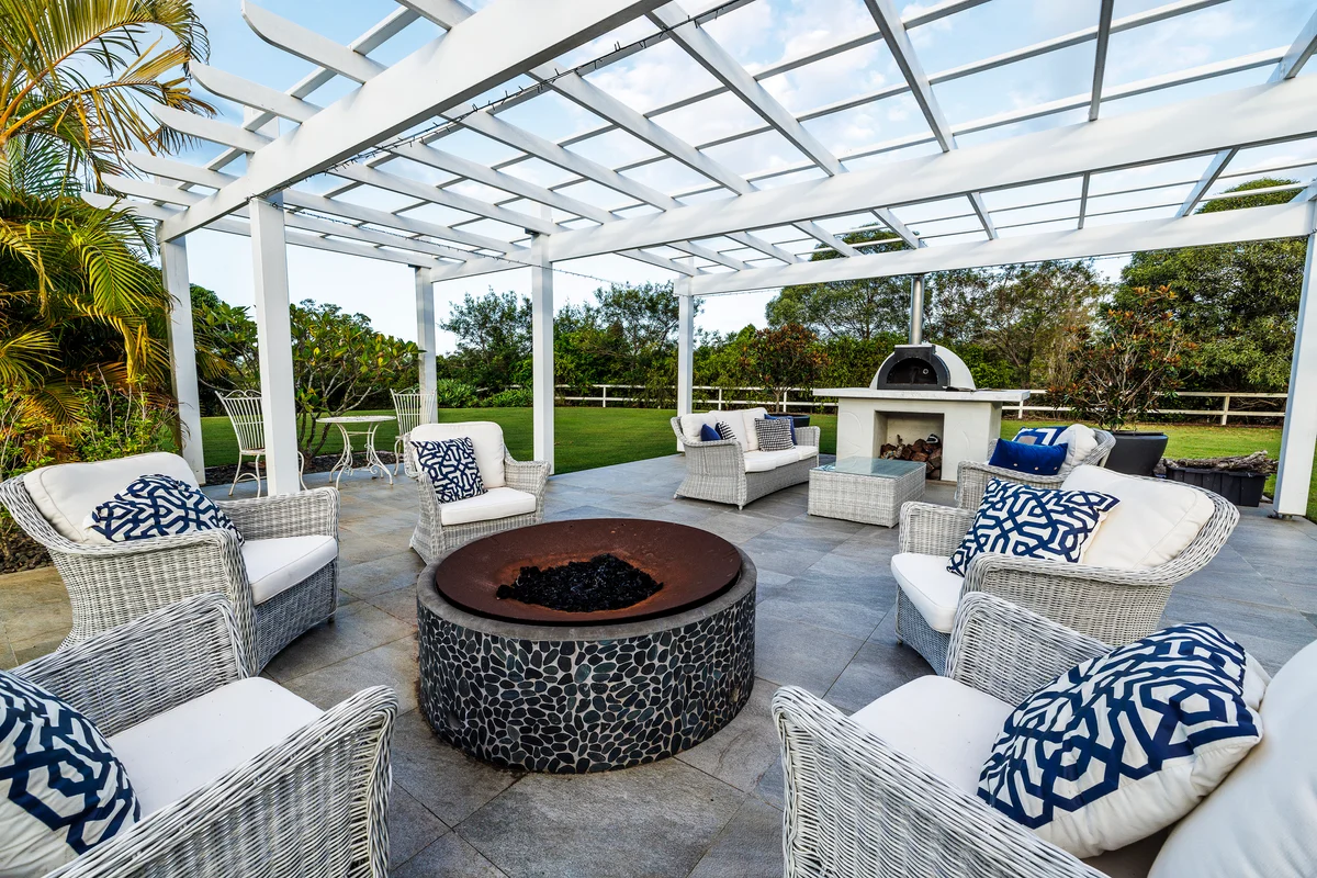 river rock fireplace