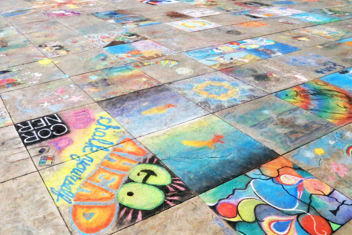 Colorful Sidewalk chalk art