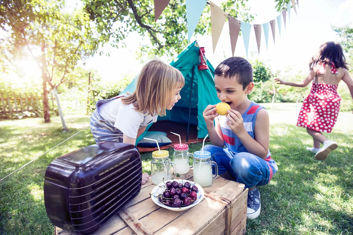 Little friends having backyard party