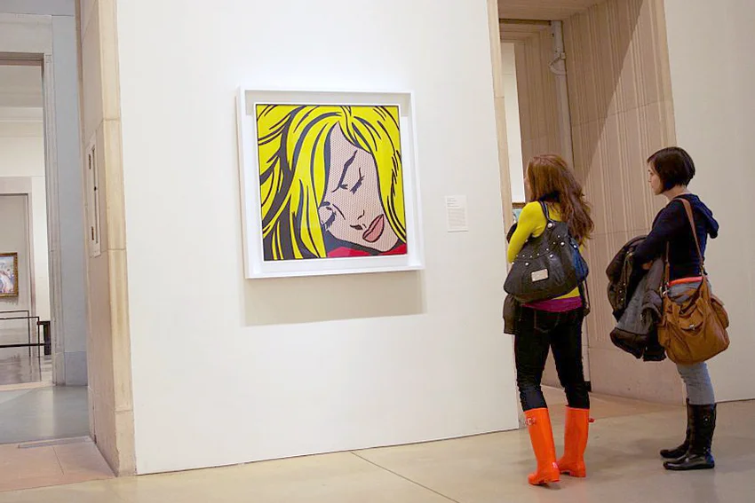 Visitors gaze upon 'Sleeping Girl' by Roy Lichtenstein