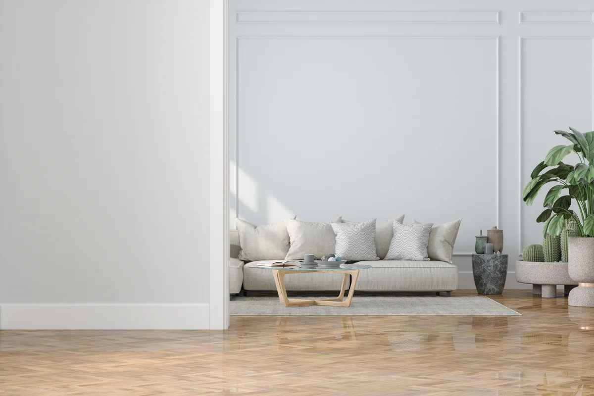 modern living room with lots of open floorspace