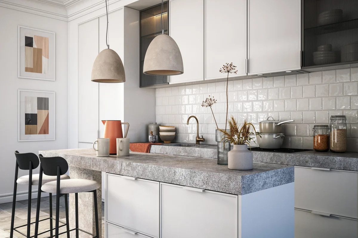 Kitchen with smooth finishes
