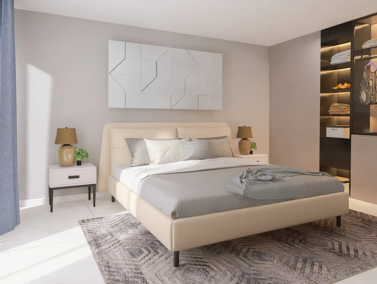 Relaxing bedroom in Scandinavian design