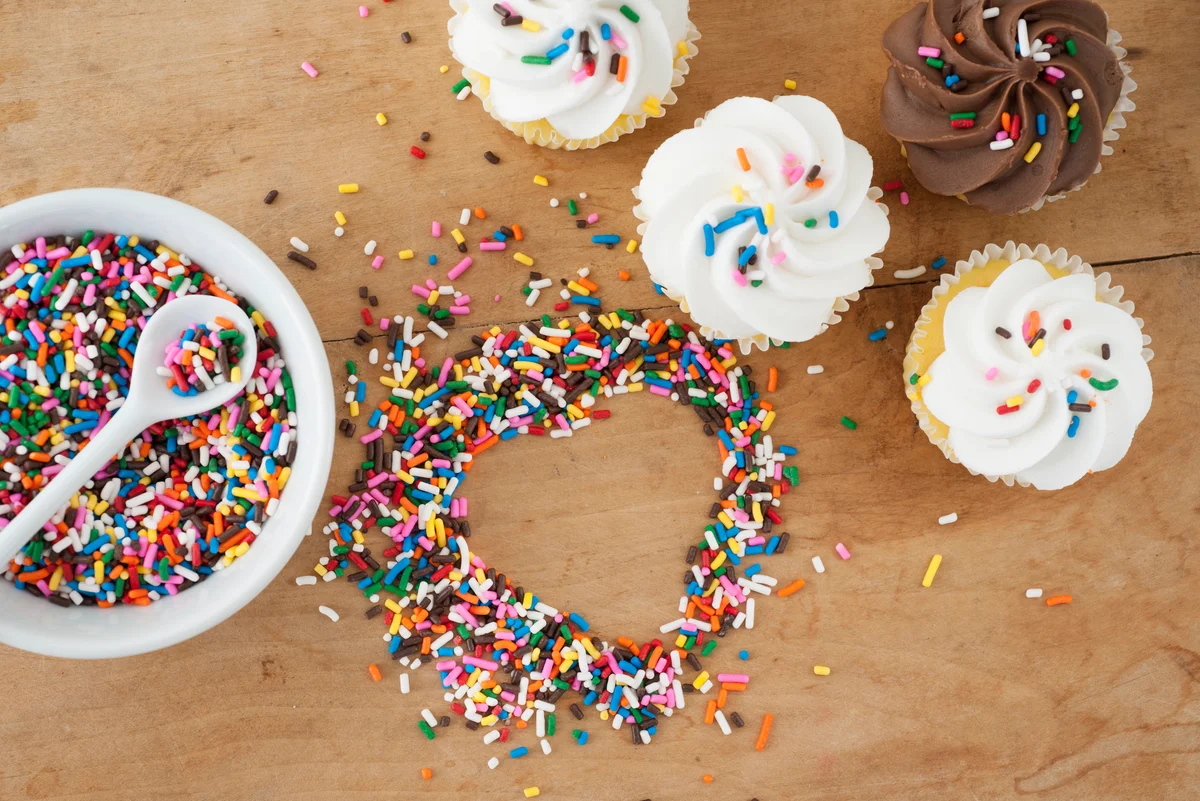 sprinkle shapes on cupcakes