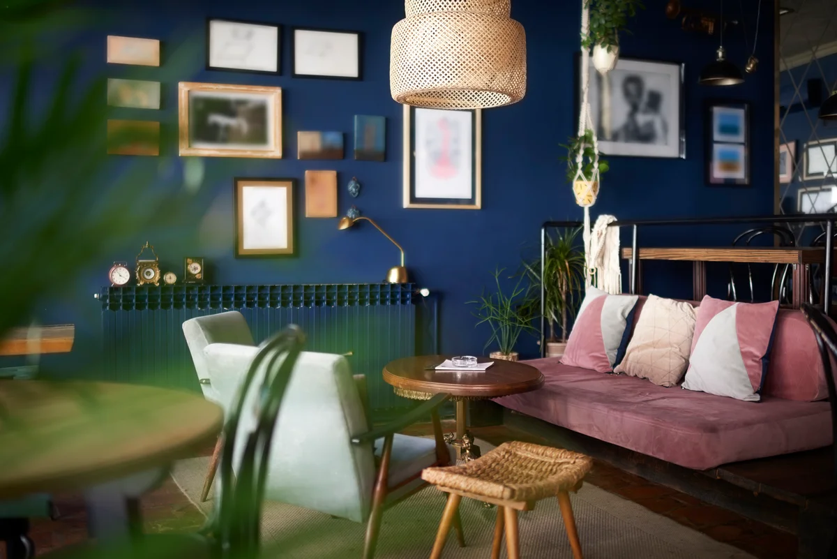 Room with deep blue walls