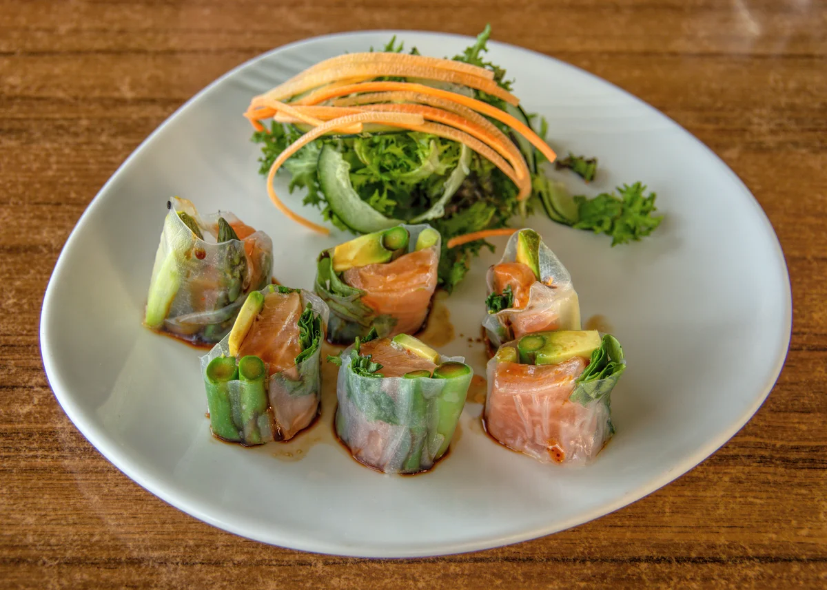 salmon spring rolls