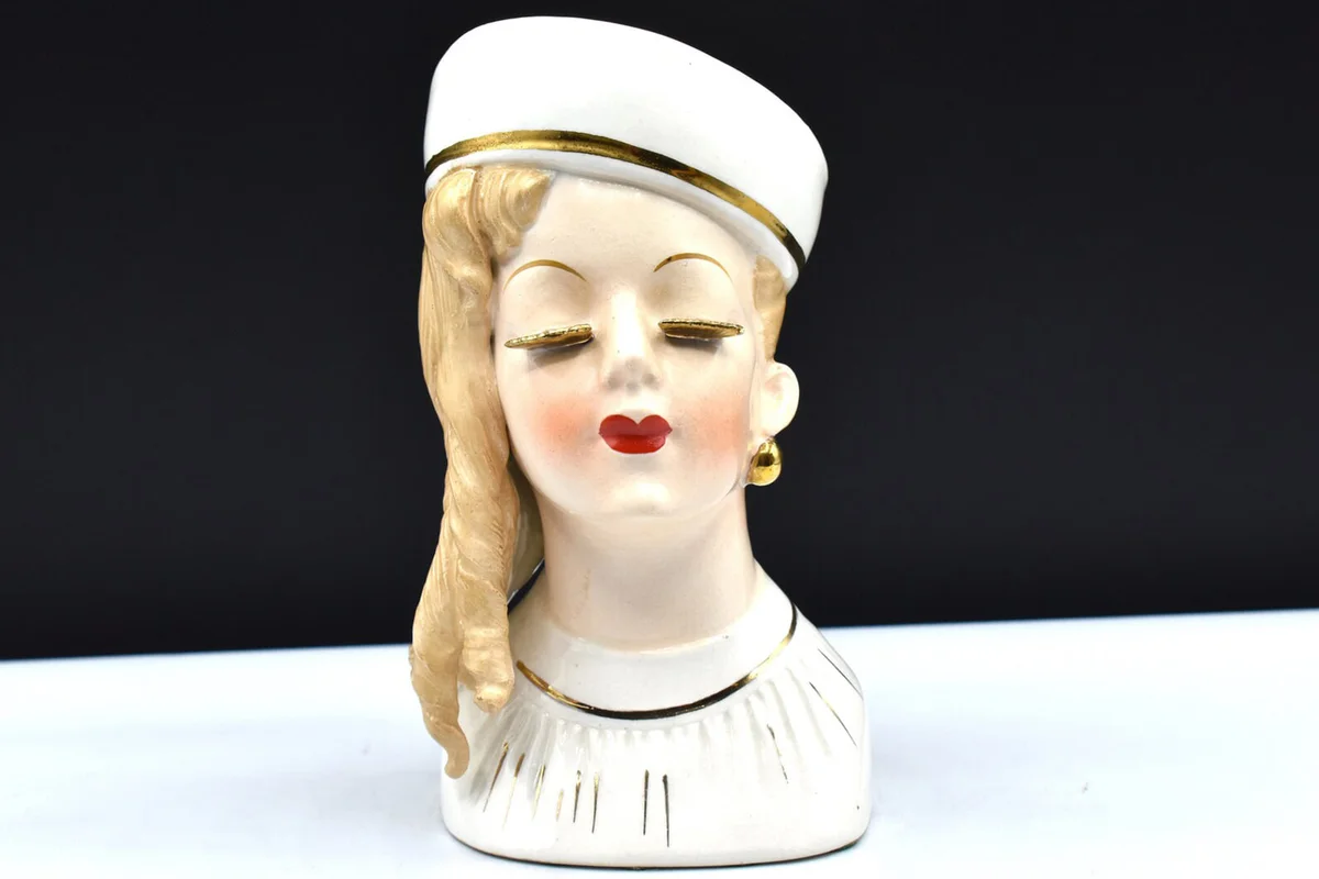 Vintage 5-1/2” Ucagco Inch Lady Head Vase