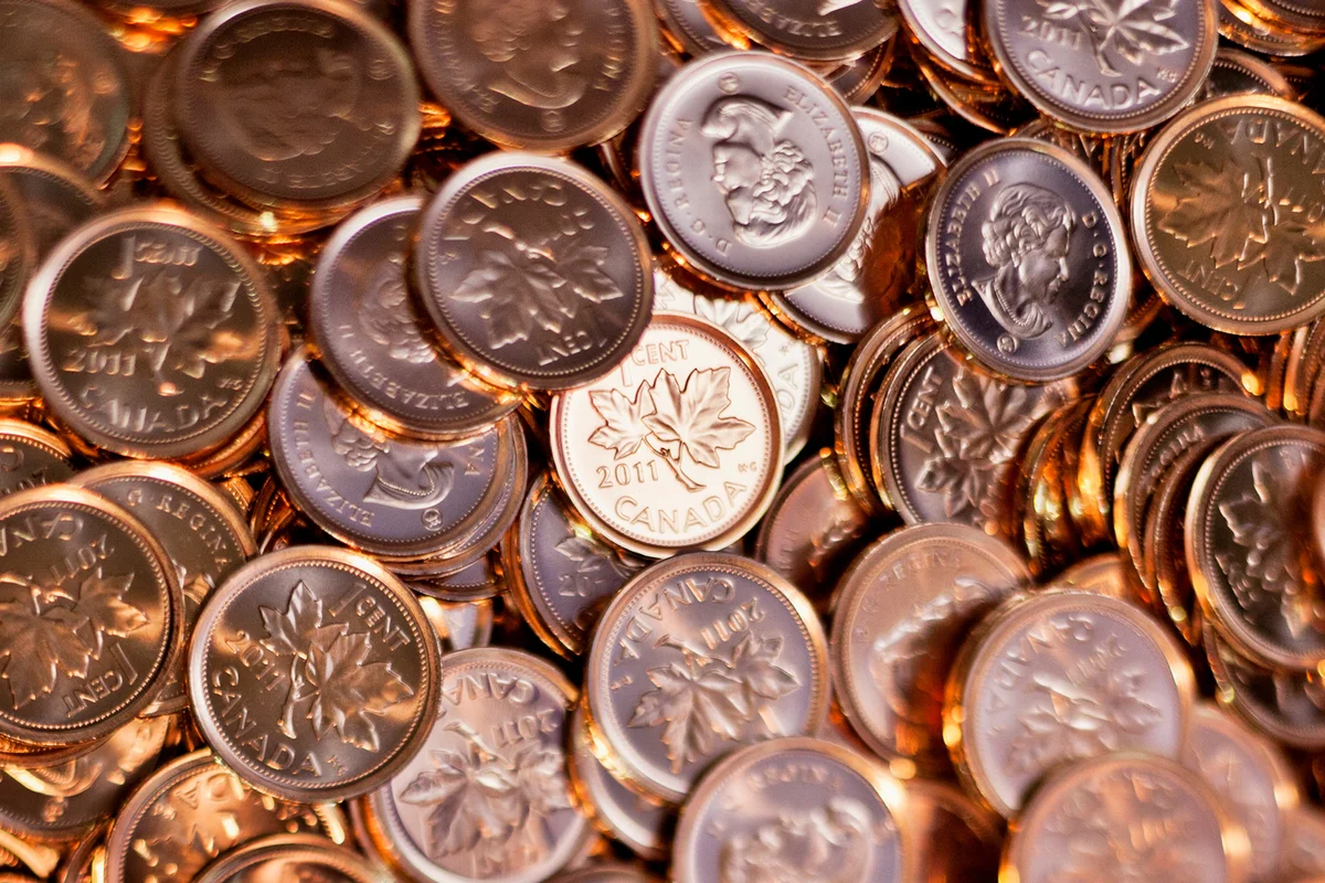 Hundreds of Canadian pennies