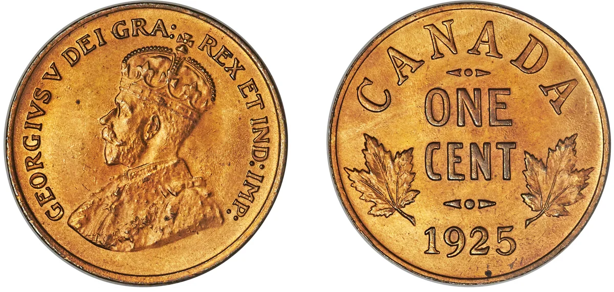 George V Cent 1925 MS65 Red and Brown