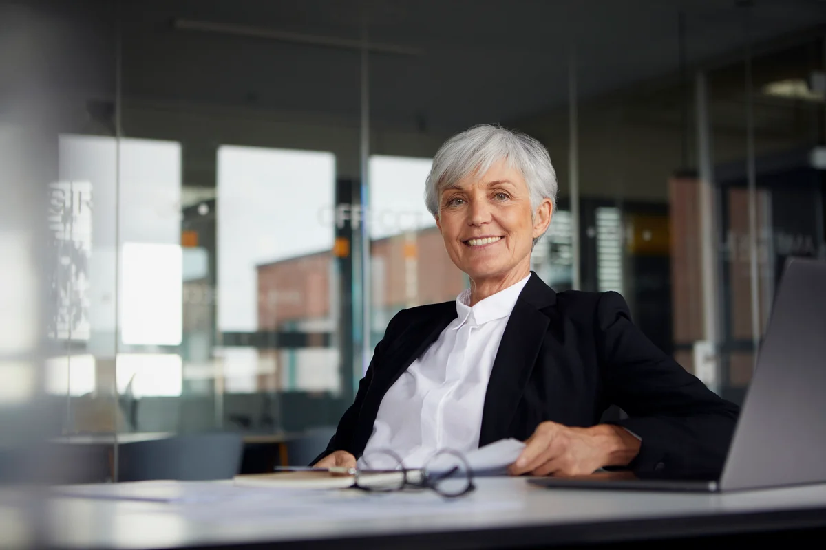 Senior business woman with short layered haircut